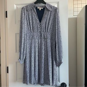 Michael Kors Heart Print Valentines Georgette Tie-Neck Dress Size 6